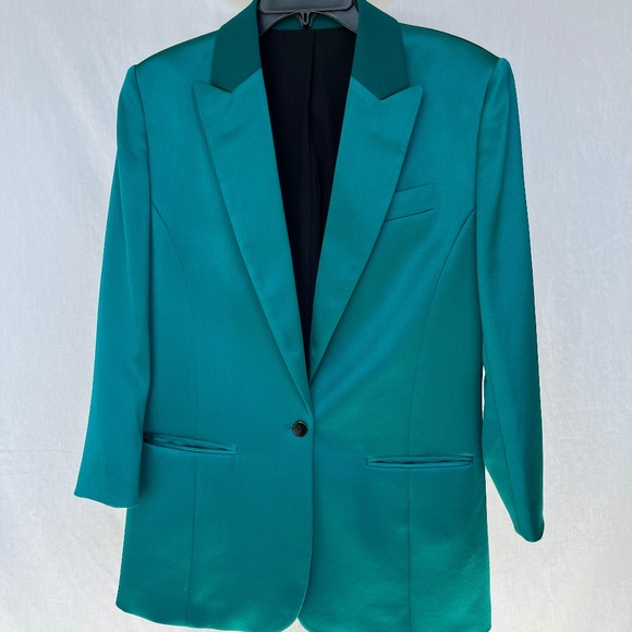 The Kooples (1) deep turquoise satiny blazer, EUC (Small) - Picture 1 of 16